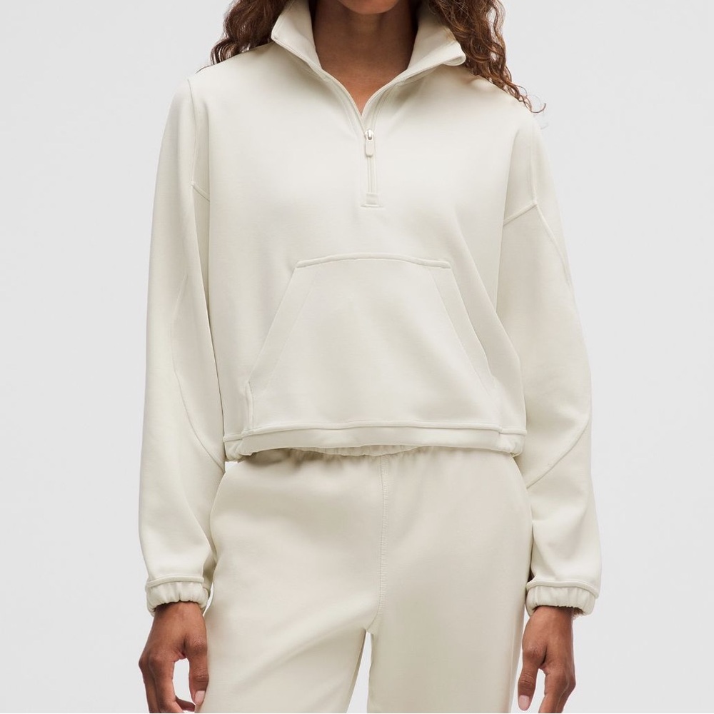 Lululemon Brushed Softstreme Half Zip in Bone